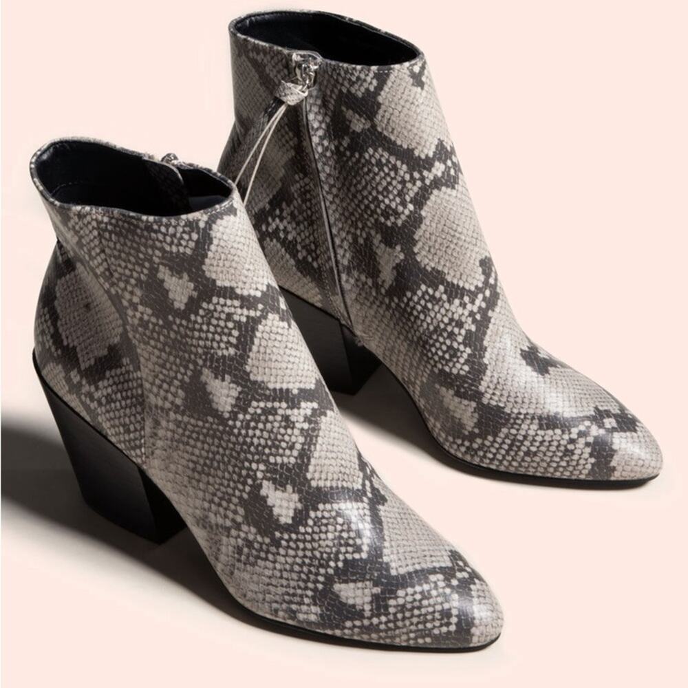 Dolce Vita Snakeskin Python Ankle Boots Heeled Bootie Brown Gray Size 9